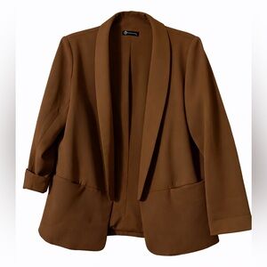 Prettygarden Brown Open Front Blazer Oversized Fit Size L